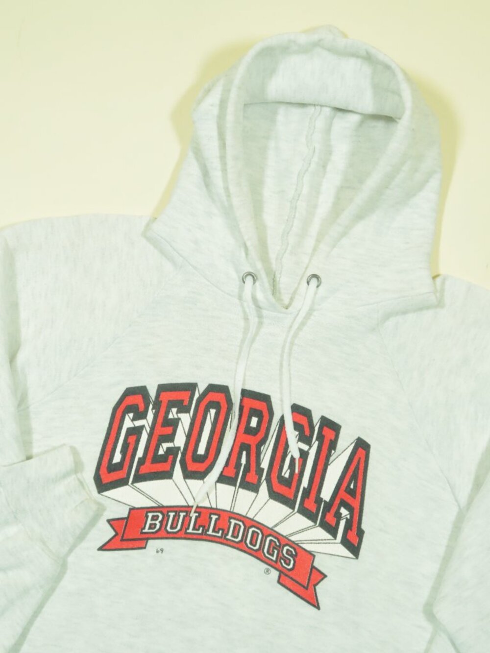Vintage 80s Miller Georgia Bulldogs Hoodie Mens XL White Gray Heather Polycotton